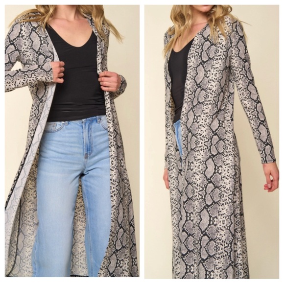 Boho Snakeskin print Long Duster Cardigan - Picture 3 of 3